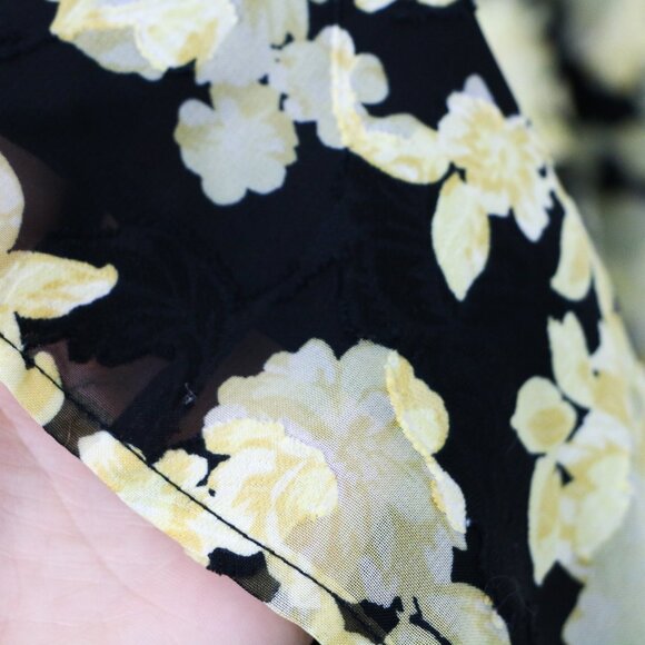 *Torrid Shirt Top Chiffon Mock Neck Halter Black Floral Tunic Blouse - Picture 5 of 9